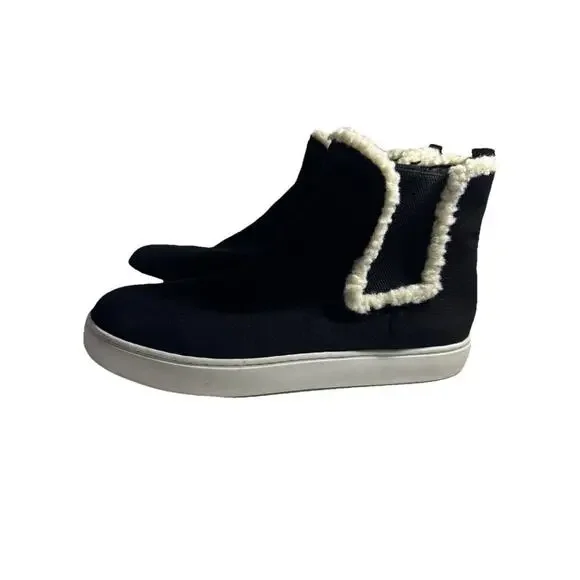 Lucky Brand Chelsea Boots Womens 11M Black Kichai Casual Comfort Faux Fur Suede - Picture 1 of 8